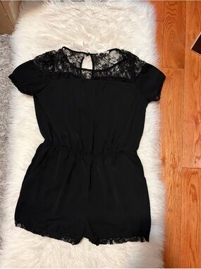 Black Lace Trim Romper
